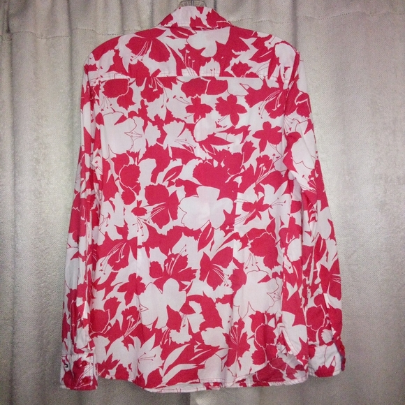 Tommy Hilfiger Pink and White Hawaiian Print Button Blouse Size M - Picture 2 of 14